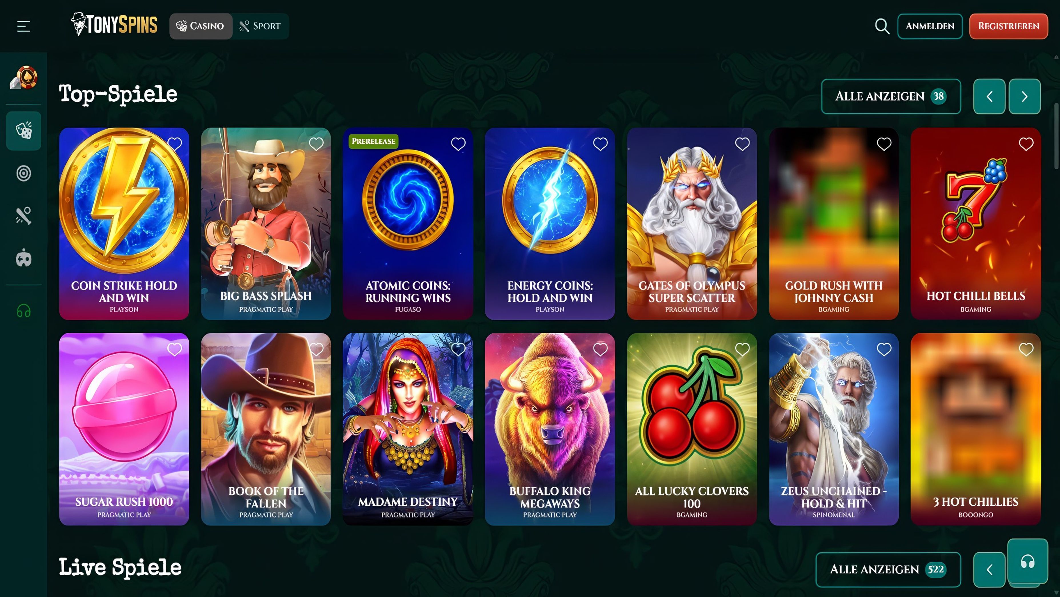 Tonyspins desktop screenshot 2